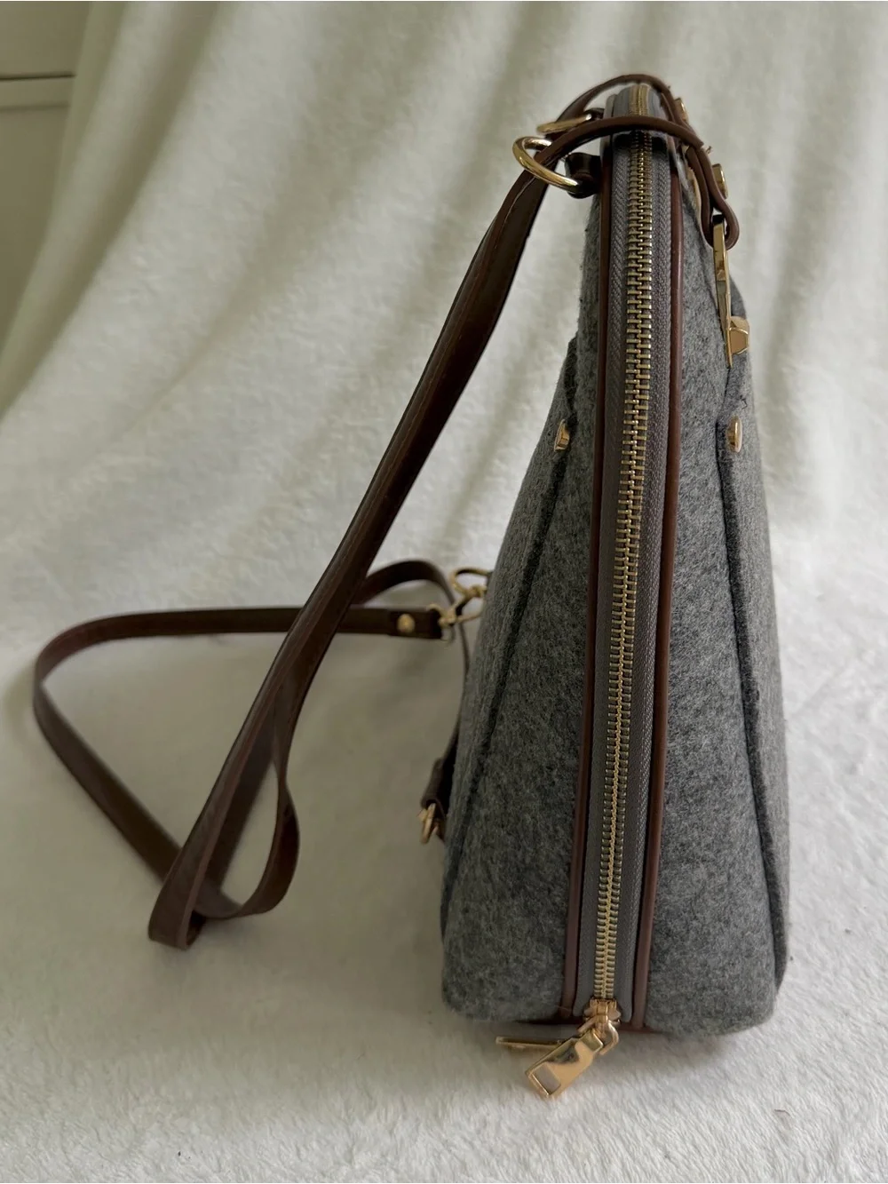 MMS Miztique The Daisy Felt Convertible Backpack Gray Excellent Condition